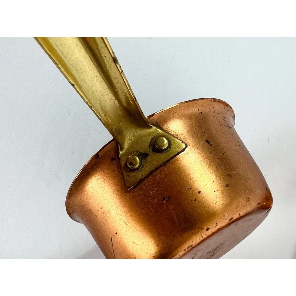 Vintage Copper set of 4 Butter Warmers 2oz Brass Handles saucepan